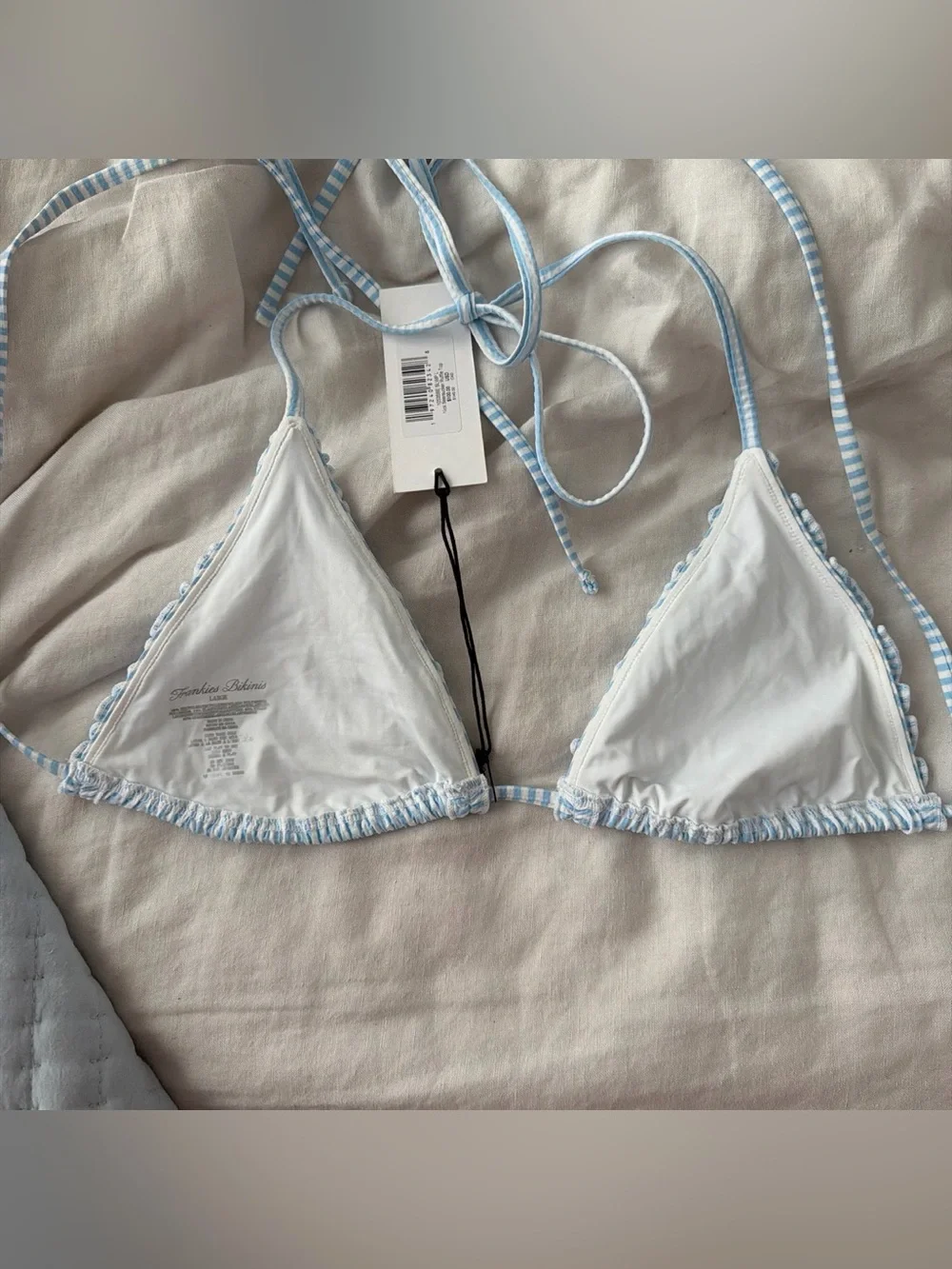 Frankie’s bikinis NWT nick seersucker bikini top size L
